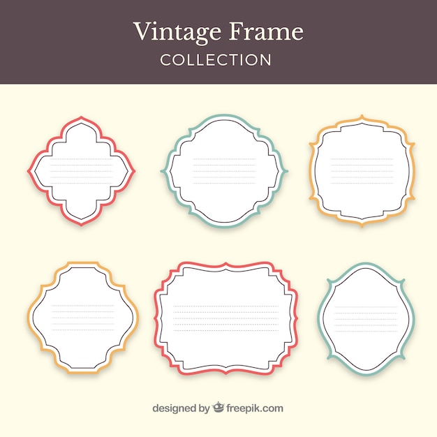 Vettore gratuito collezione frame vintage con diversi ornamenti