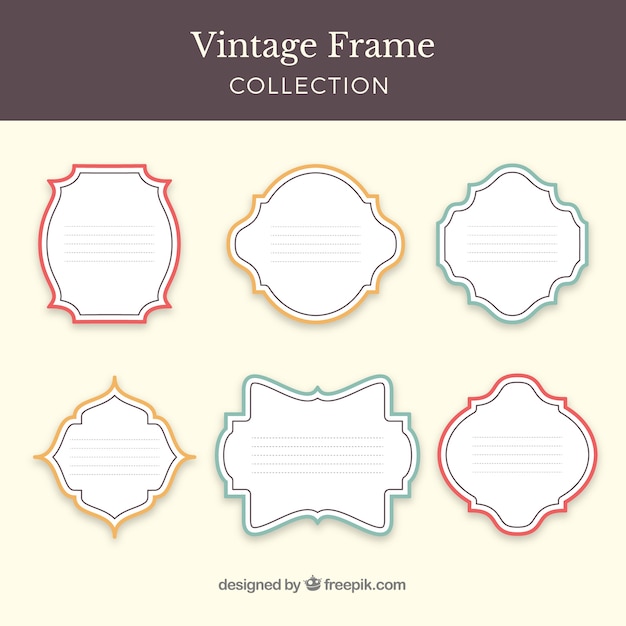 Vettore gratuito collezione frame vintage con diversi ornamenti