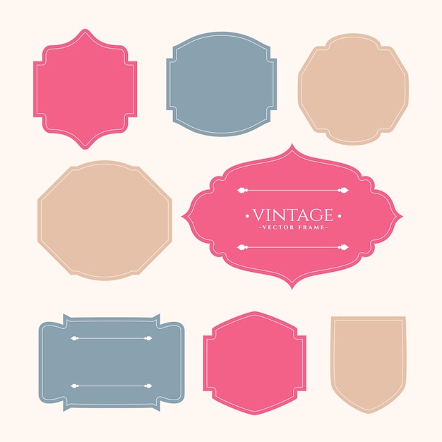 Free vector vintage frame labels set of eight