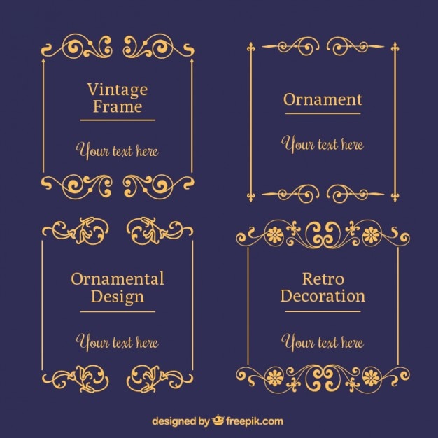 Free vector vintage frames with golden floral details