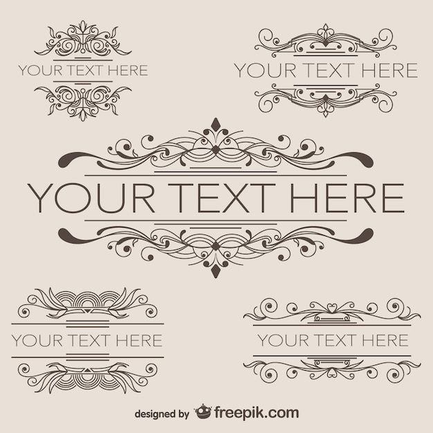 Free vector vintage frames with swirls