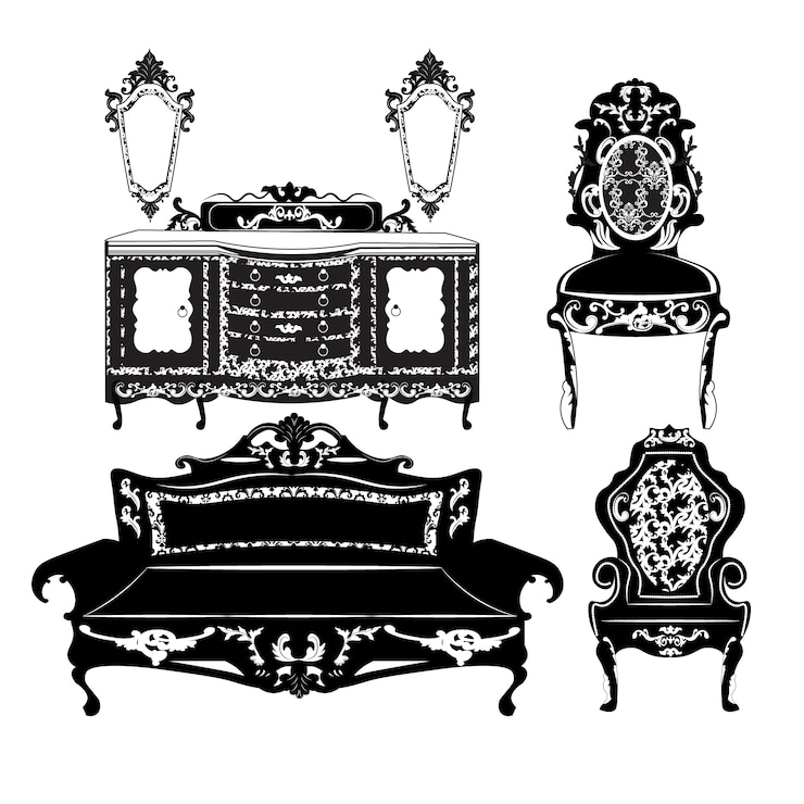 Free Vector vintage furniture collection
