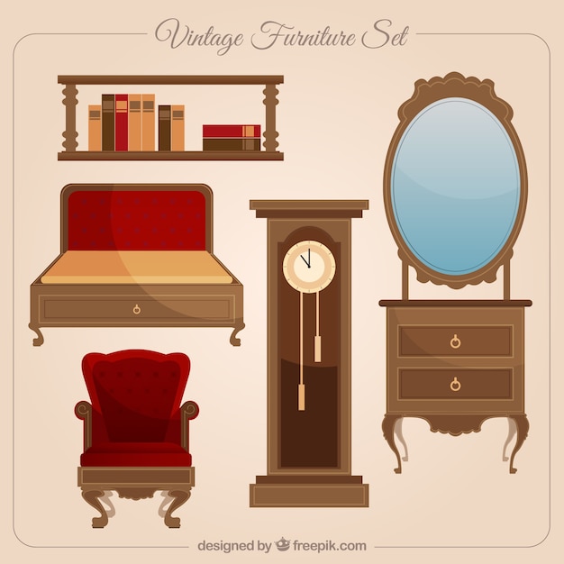 Free vector vintage furniture collection