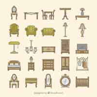 Free vector vintage furniture collection