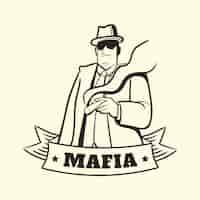 Vettore gratuito personaggio mafioso gangster vintage