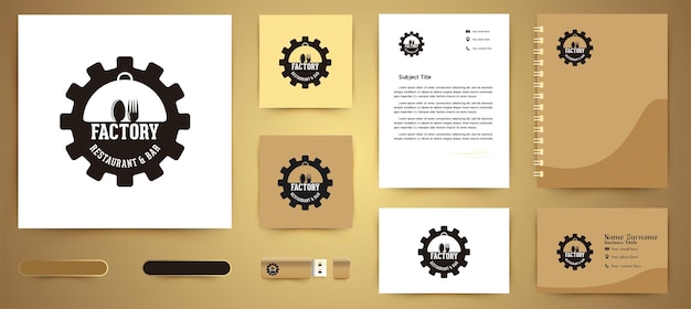 Vintage gear machinery logo label business branding package template designs inspiration isolated on white background