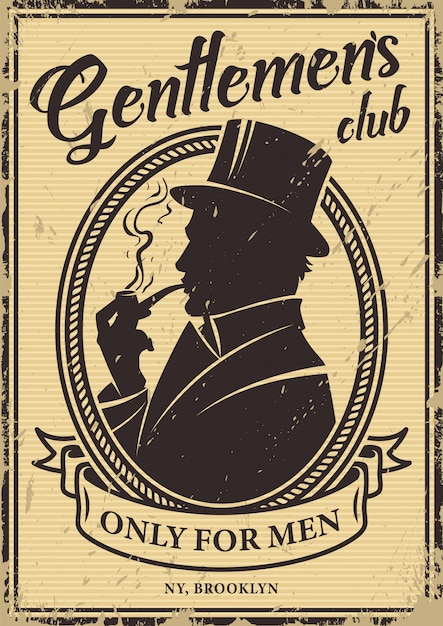 Free vector vintage gentlemen's club poster