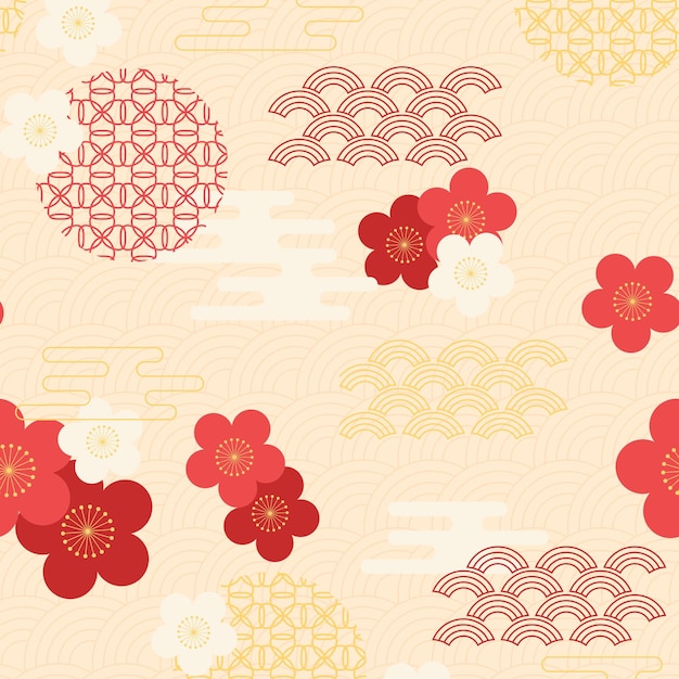 Free vector vintage geometric plum blossom pattern