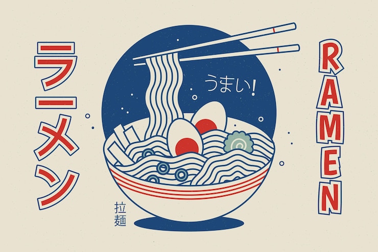 Free Vector vintage geometric ramen soup background