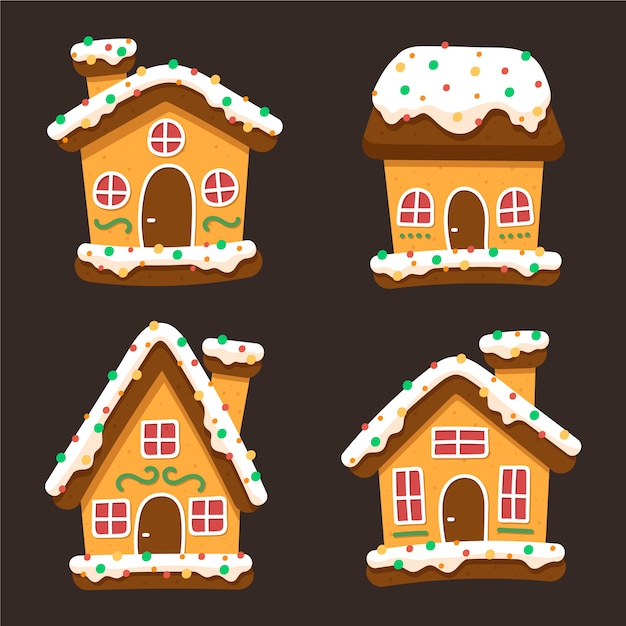 Free vector vintage gingerbread house collection