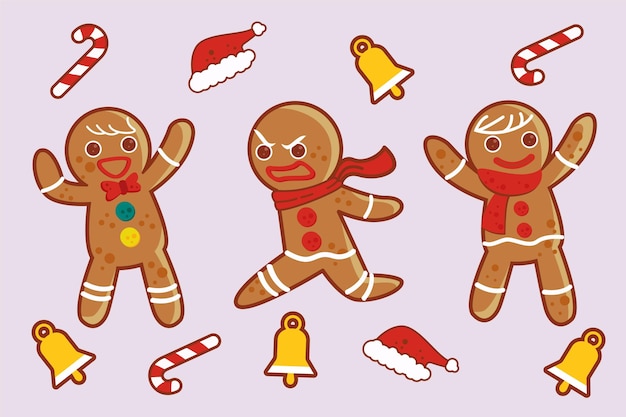 Free vector vintage gingerbread man cookie collection