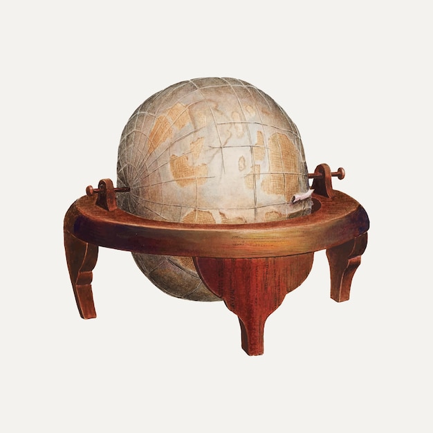 Бесплатное векторное изображение Винтажная векторная иллюстрация земного шара, ремикс из работы эдварда л. лопера