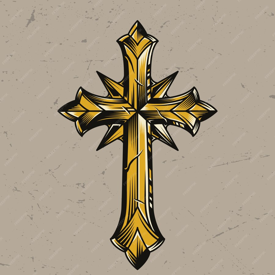 Free Vector Vintage gold elegant religious cross template
