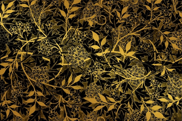 Vintage gold floral background vector remix from artwork by William Morris