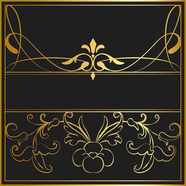 Vintage golden art nouveau badge vector