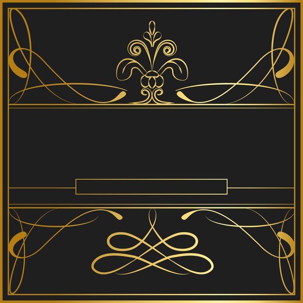 Vintage golden art nouveau badge vector