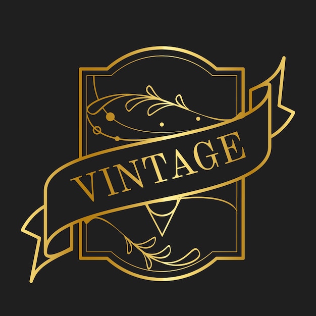 Vintage golden art nouveau badge vector