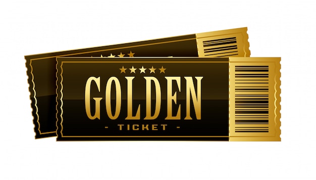 Vettore gratuito modello del passaggio di film dei biglietti del cinema dorato dell'annata