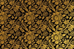 ウィリアムモリスによるアートワークからのヴィンテージ黄金の花の背景ベクトルリミックス