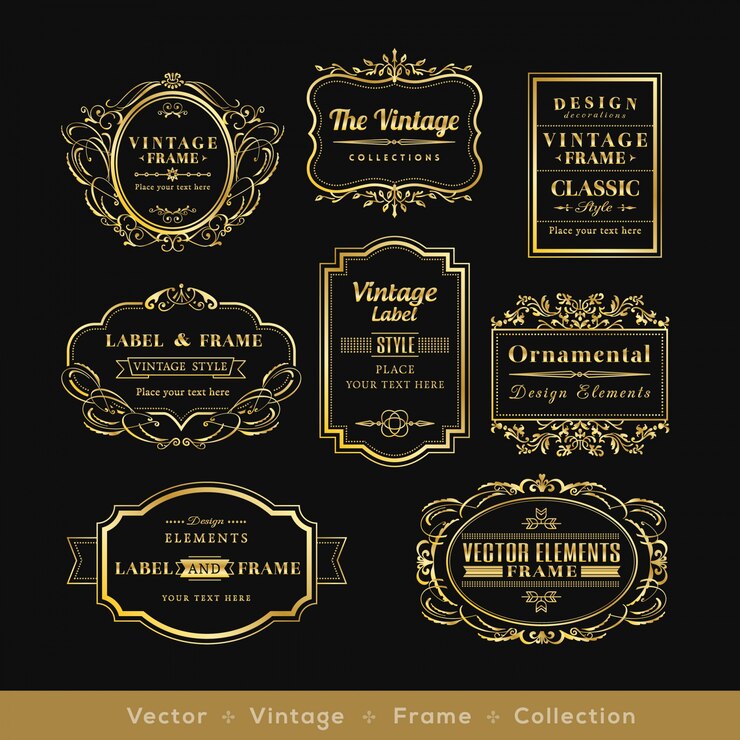 Vintage golden retro logos
