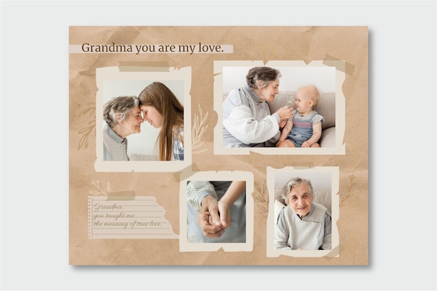 Free vector vintage grand parents photo collage