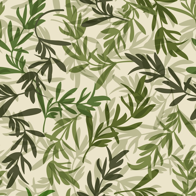 Vintage green leaves seamless pattern