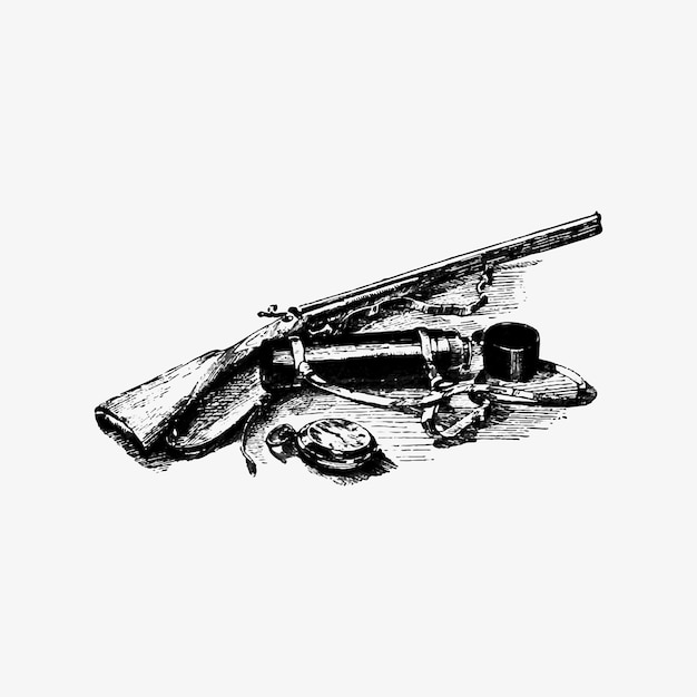 Free vector vintage gun and accessories