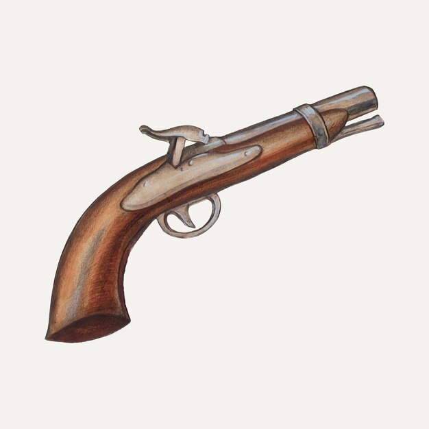 Vintage gun vector illustration, remixed from the artwork by Jay Katz