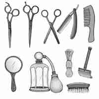 Free vector vintage hairdresser tools set