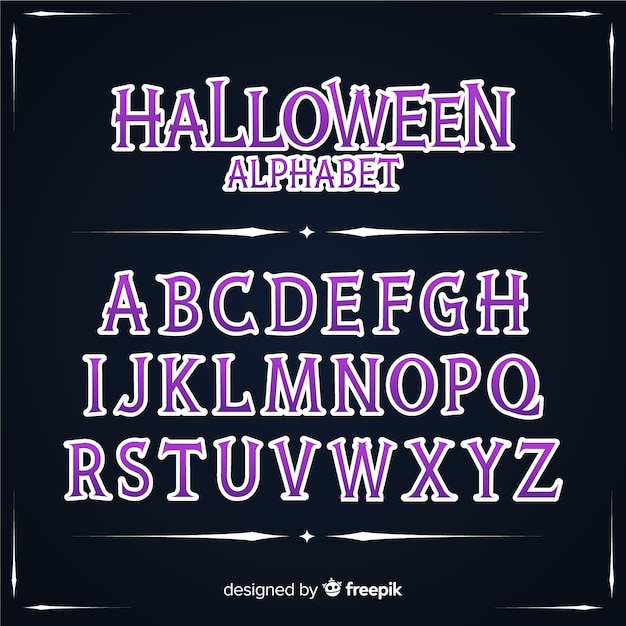 Vettore gratuito concetto di alfabeto halloween vintage