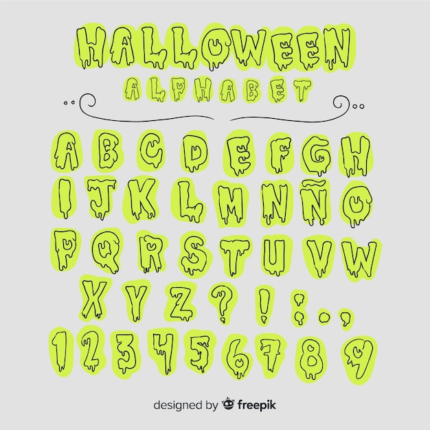Vettore gratuito alfabeto di halloween vintage