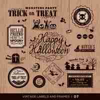 Free vector vintage halloween labels collection