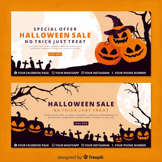 Vintage halloween pumpkins halloween banners