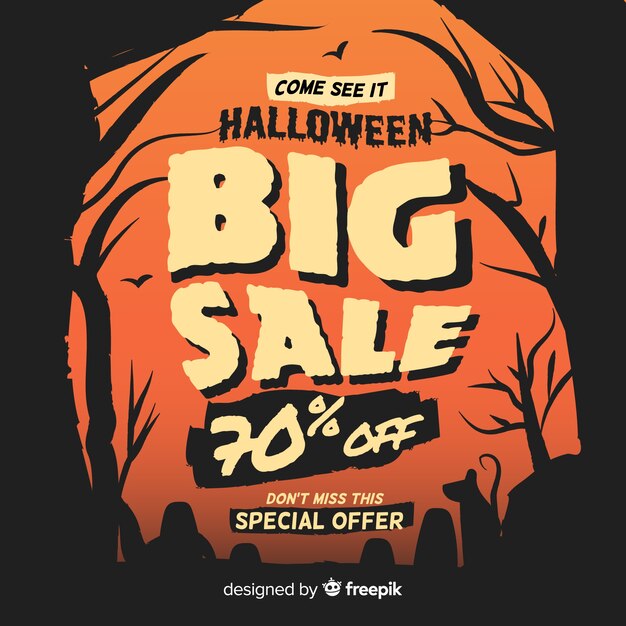 Vintage halloween sale between trees