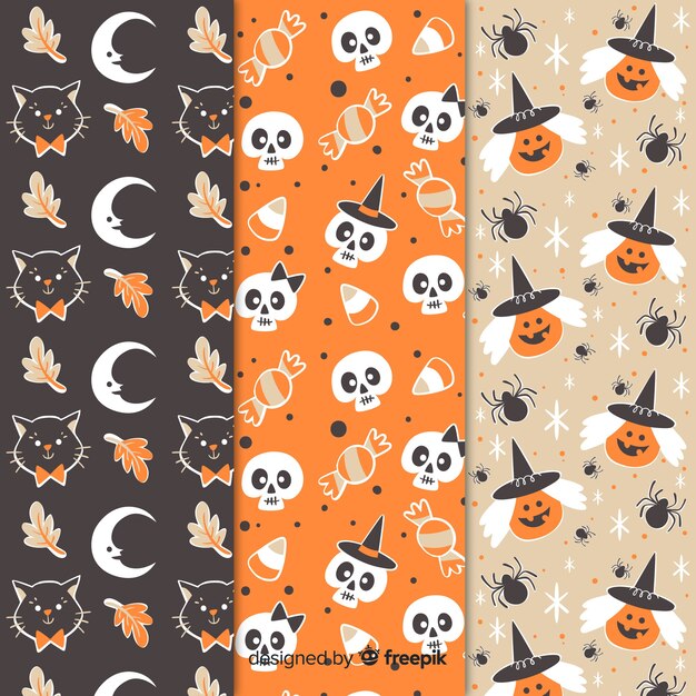 Vintage halloween seamless pattern collection