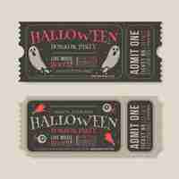 Free vector vintage halloween tickets