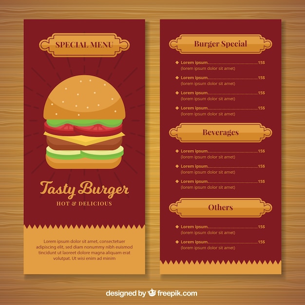 Free vector vintage hamburger menu template