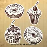 Free vector vintage hand-drawn cakes design