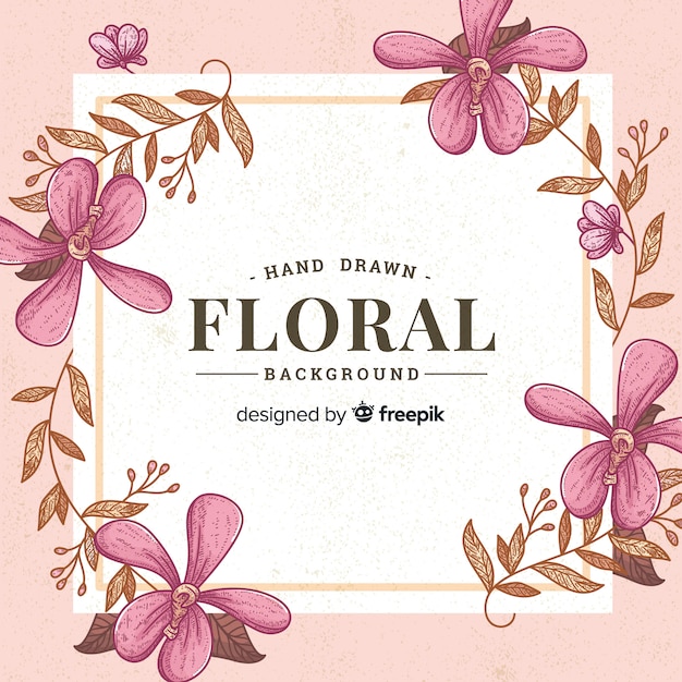 Vintage hand drawn floral background