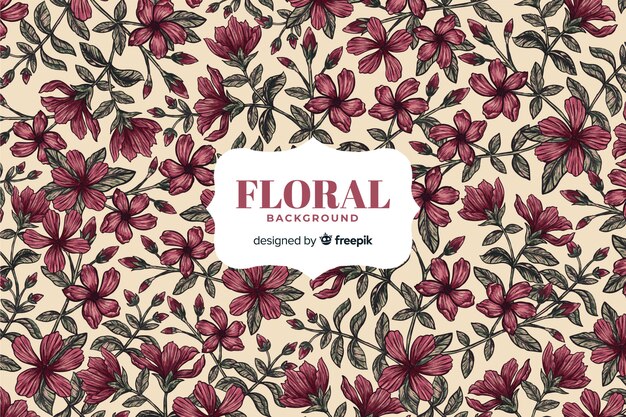 Vintage hand drawn floral background