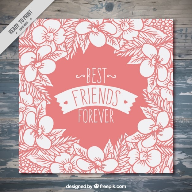 Vintage hand drawn floral card of friendship day