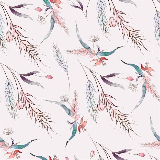 Free vector vintage hand drawn floral watercolor seamless pattern