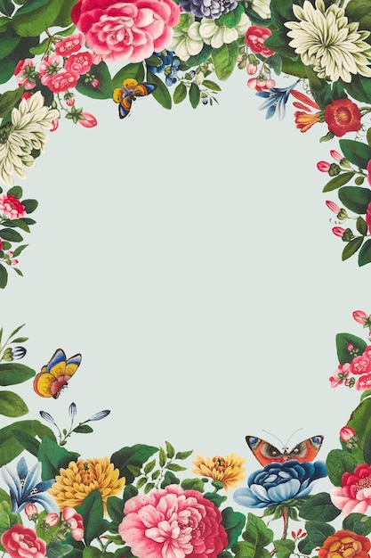 Vintage hand drawn flower frame vector