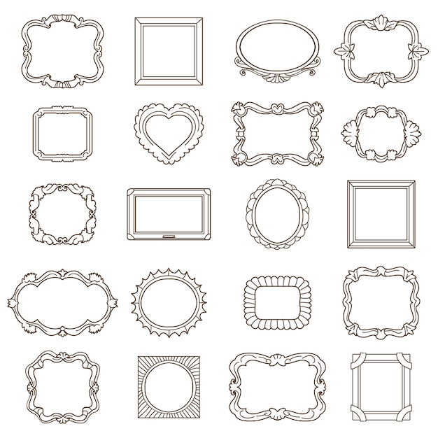 Vintage hand drawn frames for greetings and invitations. element ornament, doodle vector illustration