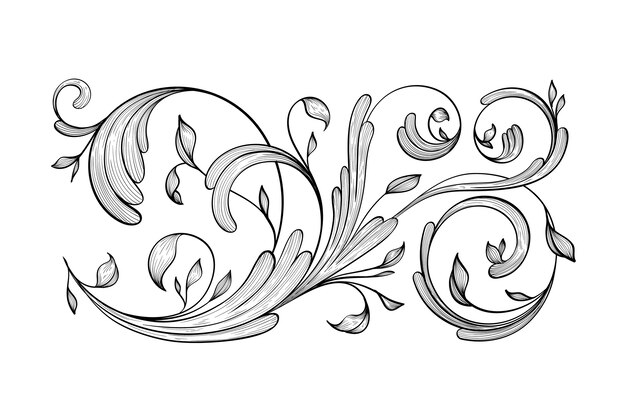 Vintage hand drawn ornamental border in baroque style