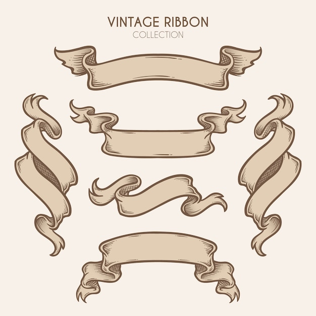 Vintage hand drawn ribbon collection