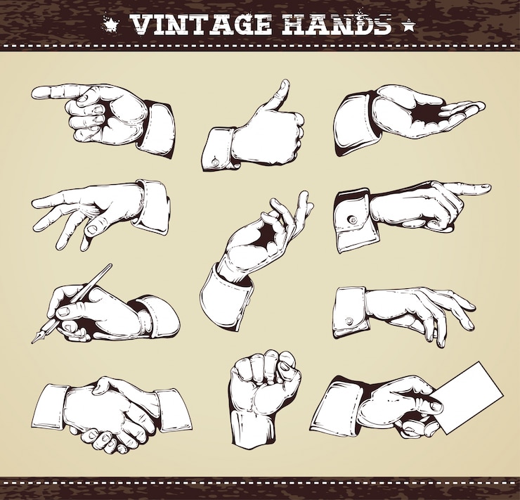 Free Vector vintage hands collection