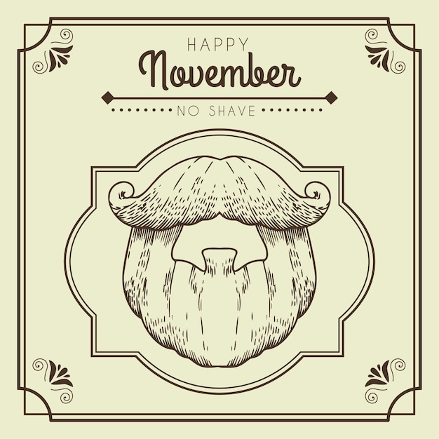 Carta da parati vintage happy movember no shave