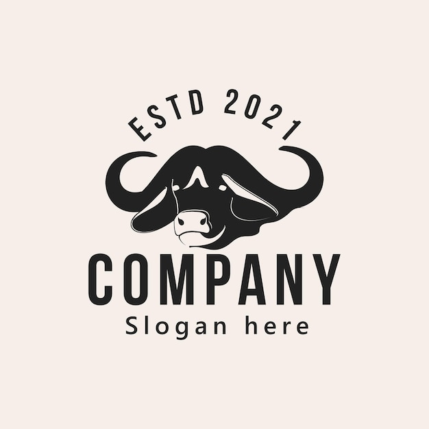 Free vector vintage head cow farm and butcher logo design vector illustration