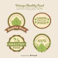 Free vector vintage healthy food logo set